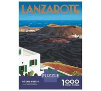 Puzzle De 1000 Pièces Lanzarote Vintage Travel Puzzle pour Adolescents Course De Vitesse Manuelle Liste De Souhaits avec Le Père Noël Jouets Jeux Éducatifs 38x26cm/1000pcs