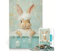Puzzle de 1000 pièces Lapin à l'heure du Bain Découpe précise Jeu Amusant et Stimulant pour l'esprit Jeu de Repos Cadeau d'anniversaire Activité Artistique (38x26cm)