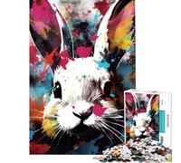Puzzle de 1000 pièces Lapin Abstrait Décoration Art Amusante à la Maison Jeu Éducatif et Décoratif Adapté aux 14 Ans et Plus (50x75cm)