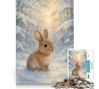 Puzzle de 1000 pièces Lapin Aquarelle dans Une forêt d'hiver pour Adolescents Activité ludique et stimulante de Haute précision Découpage Pause mentale apaisante (50x75cm)