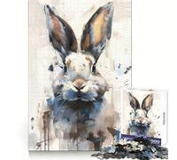 Puzzle de 1000 pièces Lapin Aquarelle pour Adolescents, entraînement de la mémoire, évasion paisible, découpe Impeccable, Cadeau d'hiver (50x75cm)
