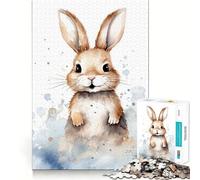 Puzzle de 1000 pièces Lapin Aquarelle pour Adolescents Jeu Intelligent d'intérieur Découpe précise Cadeau Exquis (50x75cm)
