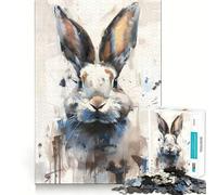 Puzzle de 1000 pièces Lapin Aquarelle pour Adultes Activité ludique et stimulante Pièces nettes et sans bavures Idéal pour se réunir et se détendre (50x75cm)