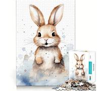 Puzzle de 1000 pièces Lapin Aquarelle pour Adultes, Jeu de réflexion, Passe-Temps la Maison, Bords Nets, Joli Cadeau (38x52cm)