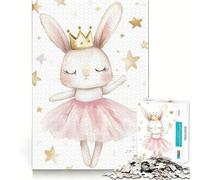 Puzzle de 1000 pièces Lapin Ballerine avec étoiles Découpe précise Jeu Amusant et Stimulant pour l'esprit,idéal pour se détendre,Cadeau d'anniversaire et activité Artistique (38x26cm)