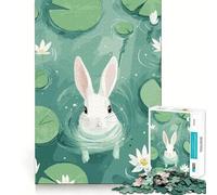 Puzzle de 1000 pièces Lapin Blanc dans Un étang de nénuphars »,Illustration,découpe Laser pour Un Assemblage Parfait,activité de Partage et de Concentration idéale pour Les Proches (38x52cm)