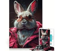 Puzzle de 1000 pièces Lapin Chic et Élégant pour Adultes, idéal pour stimuler la mémoire et Partager des Moments de Joie en Famille Motif à Assembler pour Les vœux du Père Noël 38x52cm