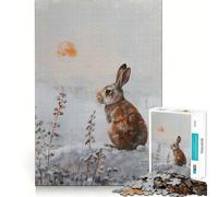 Puzzle de 1000 pièces Lapin dans Un Paysage d'hiver pour Adolescents, idéal pour stimuler la mémoire, se détendre en Douceur, Cadeau de qualité supérieure pour Un Anniversaire (50x75cm)