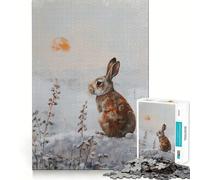 Puzzle de 1000 pièces Lapin dans Un Paysage d'hiver pour Adultes, Jeu de réflexion, détente, découpe de précision, Cadeau élégant (38x26cm)