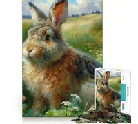 Puzzle de 1000 pièces Lapin dans Une Prairie pour Adolescents, Collection Recall Upgrade Calm Relax Clear Cut Art (38x26cm)