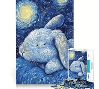 Puzzle de 1000 pièces Lapin de la Nuit Étoilée pour Adultes et Adolescents, Jeu Mental apaisant et Relaxant, découpe de qualité supérieure, 38x52cm