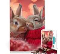 Puzzle de 1000 pièces Lapin de la Saint-Valentin pour Adultes Jeu de mémoire Emboîtement précis sans espaces Activité apaisante pour Une Pause mentale (50x75cm)