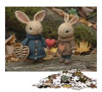 Puzzle de 1000 pièces Lapin de la Saint-Valentin Puzzle carré créatif pour Adultes et Puzzles en Bois Jeu Stimulant 1000 pièces (75x50cm)
