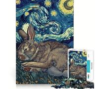 Puzzle de 1000 pièces Lapin endormi la Nuit étoilée pour Adolescents, Jouet Anti-Stress, découpe Nette, liste de souhaits du Père Noël 38x52cm