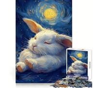 Puzzle de 1000 pièces Lapin endormi sous Un Ciel étoilé pour Adolescents Jeu Intelligent et Complice Assemblage d'une œuvre d'art 50x75cm