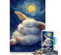 Puzzle de 1000 pièces Lapin endormi sous Un Ciel étoilé pour Adolescents Jeu Intelligent et Complice Assemblage d'une œuvre d'art 50x75cm