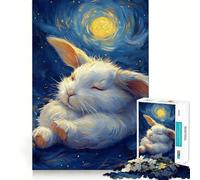 Puzzle de 1000 pièces Lapin endormi sous Un Ciel étoilé pour Adolescents, Jouet Intelligent, découpe précise, Cadeau de Saison 38x52cm