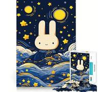 Puzzle de 1000 pièces Lapin Nuit Étoilée pour Adultes et Adolescents, Jeu cognitif et ludique, Motif à Assembler, Cadeau Festif 38x52cm
