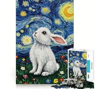 Puzzle de 1000 pièces Lapin sous la Nuit étoilée pour Adolescents, Jeu de logique, Passe-Temps Calme, découpe précise, Cadeau Exquis 38x26cm