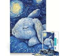 Puzzle de 1000 pièces Lapin sous la Nuit étoilée pour Adultes, Jeu de réflexion, Jeu de Groupe, découpe Nette, Joli Cadeau 38x26cm