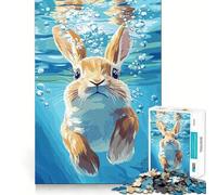 Puzzle de 1000 pièces Lapin sous l'eau avec des Bulles pour Adolescents illustrant Un Lapin sous l'eau avec des Bulles Jeu de logique et de Concentration apaisant et aux découpes précises