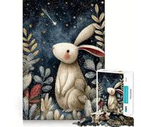 Puzzle de 1000 pièces Lapin sous Une Nuit étoilée (38x26cm) pour Adolescents stimule la mémoire, Loisirs faciles, Bords Nets, Surprise de Noël
