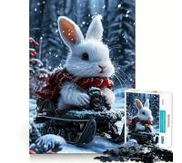 Puzzle de 1000 pièces Lapins en Luge d'hiver (50x75cm) Développe la mémoire,ludique et de qualité Professionnelle pour stimuler l'esprit