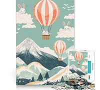 Puzzle de 1000 pièces Lapins en montgolfière pour Adolescents amélioration de la mémoire, détente et créations artistiques aux découpes nettes (38x26cm)