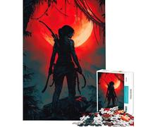 Puzzle de 1000 pièces Lara Croft dans la Jungle avec Lune Rouge Jeu éducatif Difficile et Stimulant d'analyse et de logique adapté aux Personnes de 14 Ans et Plus (50x75cm)