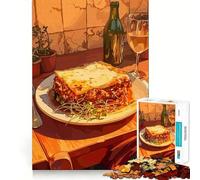 Puzzle de 1000 pièces Lasagnes Nature Morte au vin Jeu d'assemblage Facile Jeu Intelligent Cadeau détente Décoration de Noël (38x26cm)
