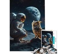 Puzzle de 1000 pièces L'astronaute Rencontre Le Hibou Cosmique Jeu éducatif de Course de Vitesse Manuelle pour Les Enfants de 14 Ans et Plus (50x75cm) Activités Amusantes à la Maison