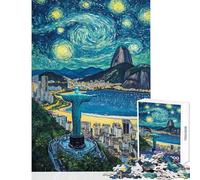 Puzzle de 1000 pièces Le Christ Rédempteur sous Un Ciel étoilé Jeu de réflexion et de logique pour Adultes Idée Cadeau Originale pour Un Anniversaire (38x26cm)