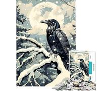 Puzzle de 1000 pièces Le Corbeau et la Lune d'hiver Un Puzzle Difficile et Stimulant pour Toute la Famille décoration Murale pour Les Enfants de 14 Ans et Plus 38x26cm