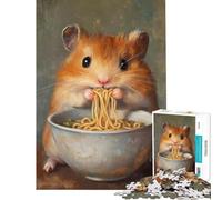 Puzzle de 1000 pièces Le festin de Nouilles du Hamster Puzzle pour Adolescents Niveau Difficile Chaque pièce est Unique Jeu éducatif (Dimensions 38x52cm)