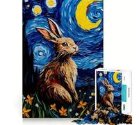 Puzzle de 1000 pièces Le Lapin de la Nuit étoilée pour Adolescents Un Jeu de logique et de réflexion Anti-Stress, aux découpes précises, Un Joli Cadeau 38x26cm