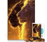 Puzzle de 1000 pièces Le Lion Blanc et la Panthère pour Adultes Jeu de mémoire,Assemblage précis sans espaces,activité apaisante pour se détendre (38x52cm)