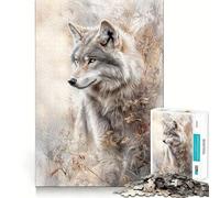 Puzzle de 1000 pièces Le Loup dans la Nature pour Adultes,Jeu de Concentration mentale,découpe Laser de qualité supérieure,activité Amusante en Famille Le Soir (38x52cm)