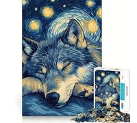 Puzzle de 1000 pièces Le Loup dans la Nuit étoilée pour Adultes Un Cadeau Unique pour se détendre,s’entraîner et Jouer (50x75cm)