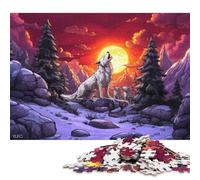 Puzzle de 1000 pièces « Le Loup Hurlant à la Lune » pour Adultes et Adolescents, en Bois, idéal pour Les Jeux de société et Les Cadeaux de Noël. 1000 pièces (75 x 50 cm).