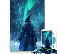 Puzzle de 1000 pièces Le Magicien sous Les aurores boréales pour Adolescents Jeu de mémoire et de Concentration de qualité Professionnelle,activité de Groupe relaxante en intérieur (38x26cm)