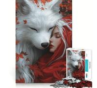 Puzzle de 1000 pièces Le Petit Chaperon Rouge et Le Loup Blanc pour Adolescents, Jouet de réflexion et de détente, pour Les fêtes (38x26cm)