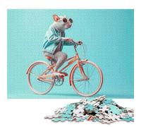 Puzzle de 1000 pièces « Le Rat à vélo » - Puzzle carré créatif en Bois pour Adultes - Jeu Stimulant - 1000 pièces (75 x 50 cm)