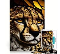 Puzzle de 1000 pièces Le Regard des guépards en Verre pour Adolescents Jeu Intelligent et Relaxant, Assemblage du Motif Liste de souhaits du Père Noël 50x75cm