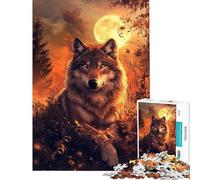 Puzzle de 1000 pièces Le regard du loup au clair de lune pour adolescents un puzzle à assembler pour développer la motricité fine et le cerveau idéal comme cadeau pour les amis et la famille (38x26cm)