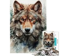 Puzzle de 1000 pièces Le Regard d'un Loup en colère Puzzle pour Adolescents Niveau de difficulté Difficile Chaque pièce est Unique Jeu éducatif (Dimensions 50x75cm)