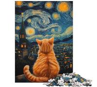 Puzzle de 1000 pièces Le Regard étoilé du Chat Puzzle pour Adolescents Niveau Difficile Chaque pièce est Unique Jeu éducatif (38x26cm/1000 pièces)