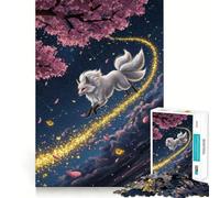 Puzzle de 1000 pièces Le Renard à Neuf queues dans la Nuit étoilée pour Adolescents, Jeu cognitif, Passe-Temps Calme, Finition Premium, liste de souhaits du Père Noël (50x75cm)