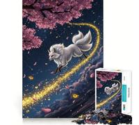 Puzzle de 1000 pièces Le Renard à Neuf queues dans la Nuit étoilée pour Adolescents, Jeu de logique et d'habileté, découpe précise, pour Les vœux du Père Noël (38x26cm)