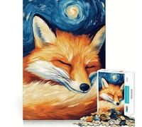 Puzzle de 1000 pièces Le Renard endormi la Nuit étoilée pour Adolescents, Jeu cognitif, Plaisir Lent, Bords de qualité supérieure, Cadeau du Père Noël 50x75cm