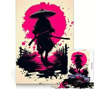 Puzzle de 1000 pièces Le Ronin Silencieux sous la Lune de Sang pour Adolescents Une œuvre d'art aux Contours Nets et précis 38x26cm